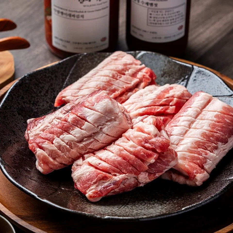 월정식품점 제주도 돼지 생갈비 뼈삼겹 1kg 한상세트